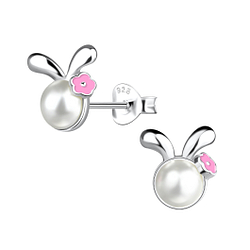 Silver Bunny Stud Earrings - Wholesale - 19723