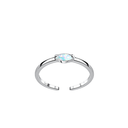 2X4mm Marquise Opal Silver Toe Ring - Wholesale - 19778 2X4mm Marquise Opal Silver Toe Ring - Wholesale - 19778