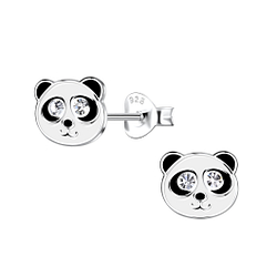 Silver Panda Stud Earrings - Wholesale - 20257 Silver Panda Stud Earrings - Wholesale - 20257