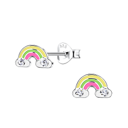 Silver Rainbow Stud Earrings - Wholesale - 20282