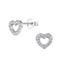 Silver Heart Stud Earrings - Wholesale - 20089
