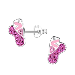 Silver Ballerina Shoe Stud Earrings - Wholesale - 20290 Silver Ballerina Shoe Stud Earrings - Wholesale - 20290