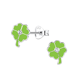 Silver Clover Stud Earrings - Wholesale - 20296