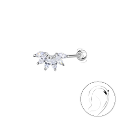 Silver Geometric Cartilage Stud with Silver Ball Screw Back - Wholesale - 20441 Silver Geometric Cartilage Stud with Silver Ball Screw Back - Wholesale - 20441