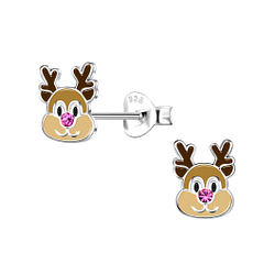 Silver Reindeer Stud Earrings - Wholesale - 20415 Silver Reindeer Stud Earrings - Wholesale - 20415