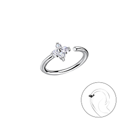 Silver Flower Helix Hoop - Wholesale - 20633 Silver Flower Helix Hoop - Wholesale - 20633