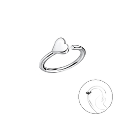 Silver Heart Helix Hoop - Wholesale - 20618