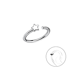 Silver Star Helix Hoop - Wholesale - 20604