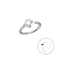 Silver Square Helix Hoop - Wholesale - 20667