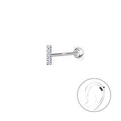 Silver Bar Cartilage Stud with Ball Screw Back - Wholesale - 20451