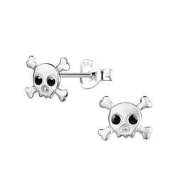 Silver Skull Stud Earrings - Wholesale - 20686