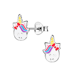 Silver Unicorn Stud Earrings - Wholesale - 20870