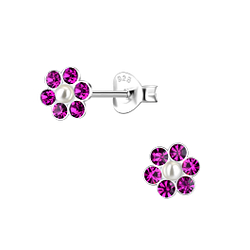 Silver Flower Stud Earrings - Wholesale - 21014