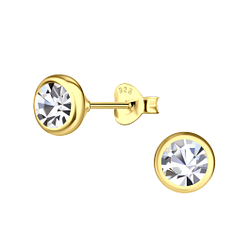 5mm Crystal Silver Solitaire Stud Earrings - Wholesale - 21152