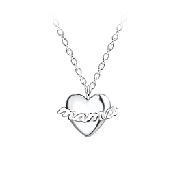 Silver Mama Heart Necklace - Wholesale - 21147 Silver Mama Heart Necklace - Wholesale - 21147