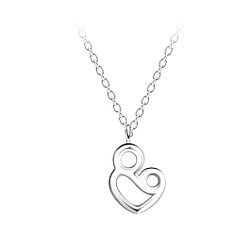 Silver Mom and Baby Necklace - Wholesale - 21149 Silver Mom and Baby Necklace - Wholesale - 21149