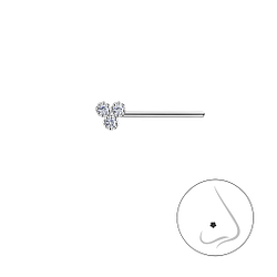 Silver Three Stones Nose Stud - Wholesale - 21188