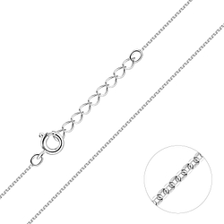 45cm Silver Diamond Cut Cable Chain with Extension - Wholesale - 21440