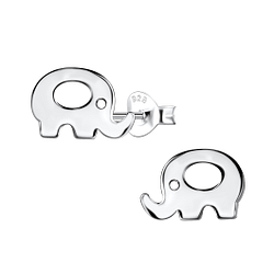 Silver Elephant Stud Earrings - Wholesale - 21385