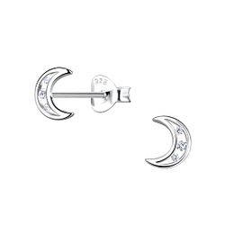 Silver Moon Stud Earrings - Wholesale - 21544 Silver Moon Stud Earrings - Wholesale - 21544