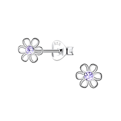 Silver Flower Stud Earrings - Wholesale - 21453