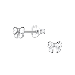 Silver Bow Stud Earrings - Wholesale - 21454