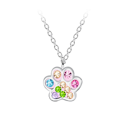 Silver Paw Print Necklace - Wholesale - 21607