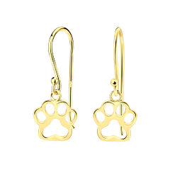 Silver Paw Print Earrings - Wholesale - 21887