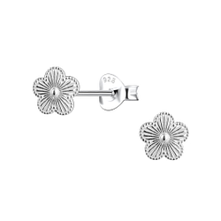 Silver Flower Stud Earrings - Wholesale - 21884