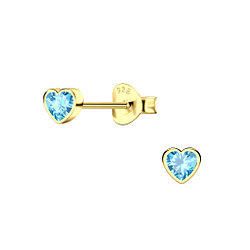 Silver Heart Cubic Zirconia Stud Earrings - Wholesale - 21909