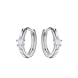 12mm Silver Star Huggie Earrings - Wholesale - 21814