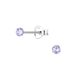 3mm Round Cubic Zirconia Silver Stud Earrings - Wholesale - 2019