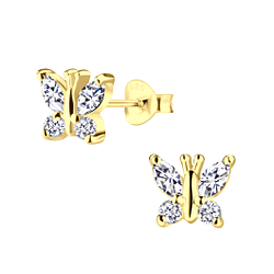 Silver Butterfly Stud Earrings - Wholesale - 21971