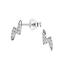 Silver Thunder Bolt Stud Earrings - Wholesale - 21978 Silver Thunder Bolt Stud Earrings - Wholesale - 21978
