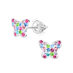 Silver Butterfly Screw Back Earrings - Wholesale - 21957 Silver Butterfly Screw Back Earrings - Wholesale - 21957