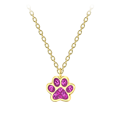 Silver Paw Print Necklace - Wholesale - 21992