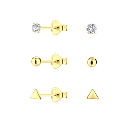 Silver Triangle Stud Earrings Set - Wholesale - 22341