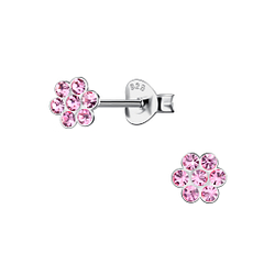 Silver Flower Stud Earrings - Wholesale - 22202