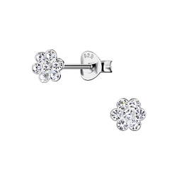 Silver Flower Stud Earrings - Wholesale - 22202