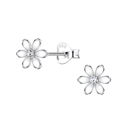 Silver Flower Stud Earrings - Wholesale - 22170