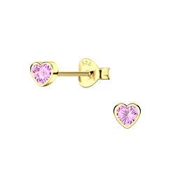 Silver Heart Cubic Zirconia Stud Earrings - Wholesale - 19200