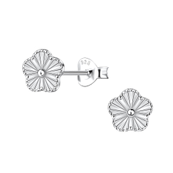 Silver Flower Stud Earrings - Wholesale - 22117