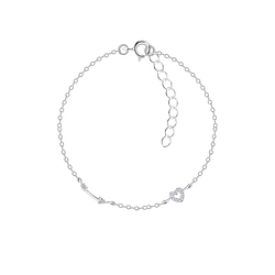 Silver Arrow and Heart Bracelet - Wholesale - 22609