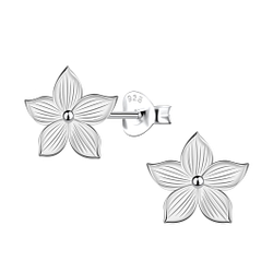 Silver Flower Stud Earrings - Wholesale - 22648