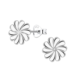Silver Flower Stud Earrings - Wholesale - 22650
