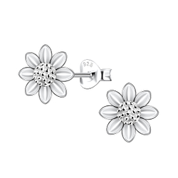 Silver Flower Stud Earrings - Wholesale - 22651