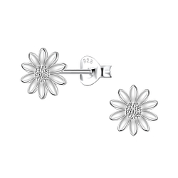 Silver Flower Stud Earrings - Wholesale - 22657