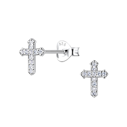 Silver Cross Stud Earrings  - Wholesale - 22425
