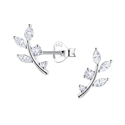 Silver Leaf Stud Earrings  - Wholesale - 22445