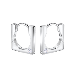 11mm Silver Square Huggie Earrings - Wholesale - 22725 11mm Silver Square Huggie Earrings - Wholesale - 22725